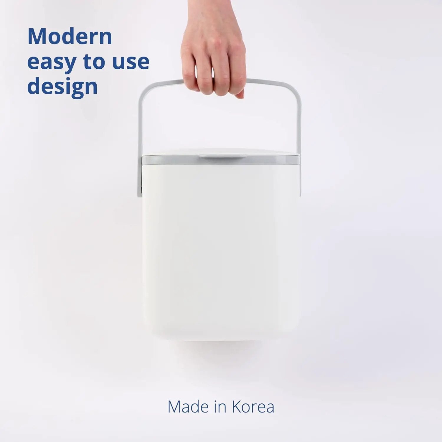 BLUE GINKGO Kitchen Compost Bin [5L / 1.32 GAL] – Filter-Free, Odor-Tight Countertop Food Waste Pail with Handles (Made in Korea, White) by GreenHaven Gardens