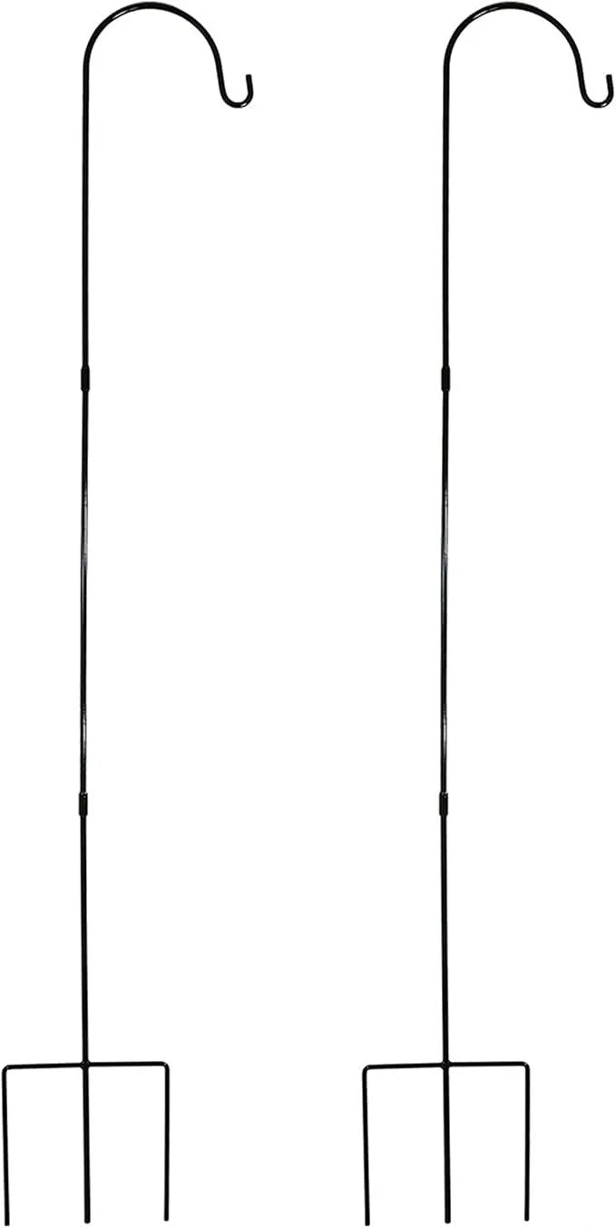 Sunnydaze 82-Inch Outdoor Heavy-Duty Shepherd Hook - Black - Set of 2 by GreenHaven Gardens