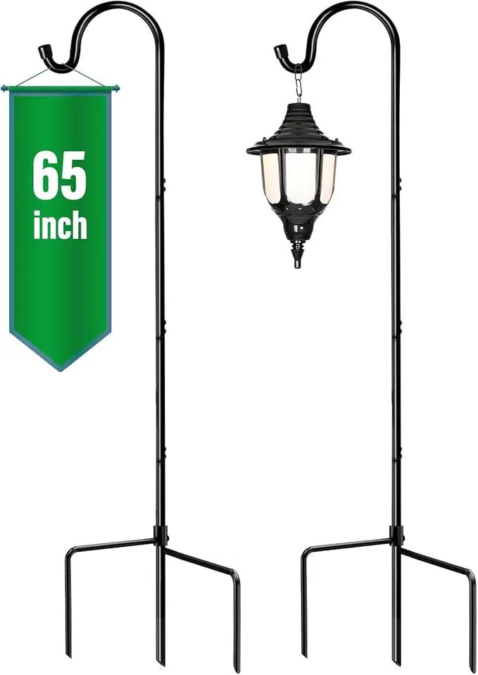 GOFORWILD Shepherd’s Hooks 2 Pack Black, 65 inches Tall, Adjustable Garden Hook for Outdoor, Hanging Plant, Solar Lights, Lanterns, Bird Feeders, Garden Stake and Wedding Decor, 7015 by GreenHaven Gardens