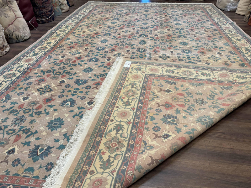 Palace Size Wool Rug 10x18, Sino Persian Kerman Rug, Oversized Hand Knotted Carpet, Light Taupe, Allover Pattern by Jewel Rugs