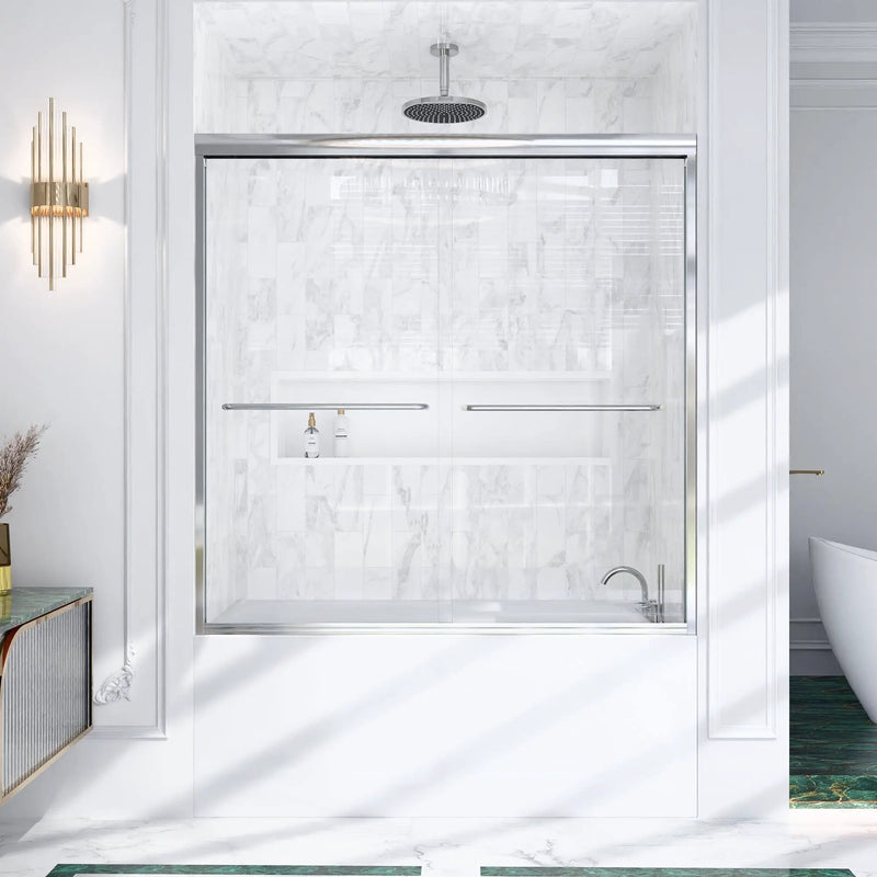 Semi-Frameless Double Sliding Shower Door by HouseOfZazla