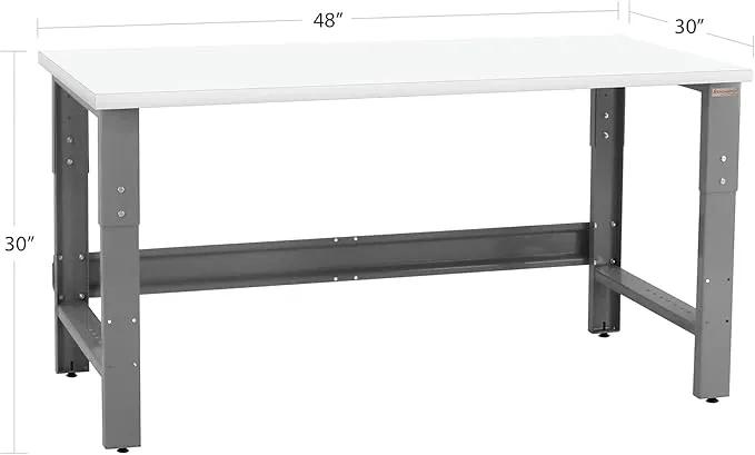 Table & Workbench: 1" Thick Laminate Top, Height Adjustable Bench - 30" D x 48" L x 30" - 36" H - by BenchPro by GreenHaven Gardens