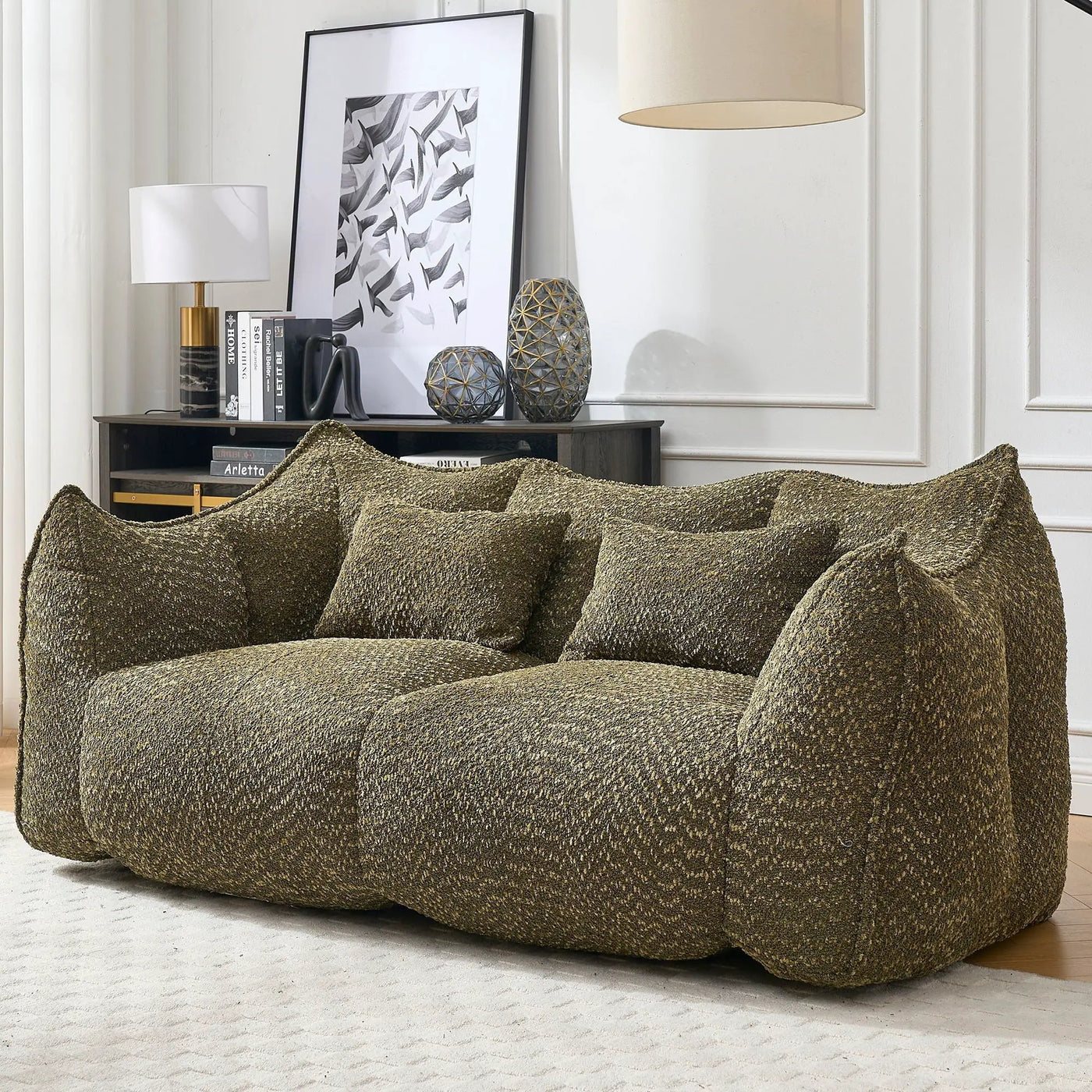 Comfortable Dual Beanbag Chair With High Resilience Foam Core For 2 People by Unique Piece Furniture