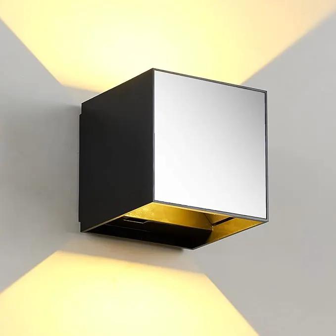 LANFU Indoor Cube Wall Light 10W COB 3000K Modern Up/Down Wall Sconce for Bedroom Living Room Staircase Lighting Fixture,1200 Lumen, Outside Wall Lights for House IP65 Waterproof Porch Lights by GreenHaven Gardens