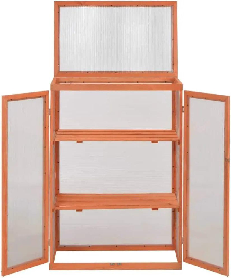 Wooden Portable Greenhouse with 2 Shelves and 2 Doors, Garden Mini Greenhouse Cabinet for Outdoor Indoor Use 29.5"x18.5"x42.9" by GreenHaven Gardens