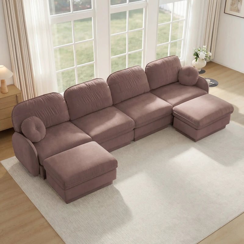 137" Oversize Chenille U-Shaped Sofa by HouseOfZazla