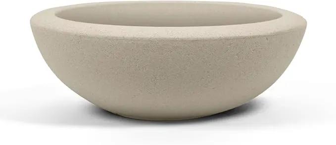 ARBORA 26" Santorini Bowl Polyresin Indoor and Outdoor Planter with Classic Cream Finish - Durable, Weatherproof, Lightweight, Large Plant Pot for Patio, Garden, Deck, Entryway by GreenHaven Gardens