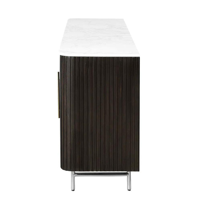 Clayten - Server With Marble Top & Fireplace - White & Espresso by Unique Piece Furniture
