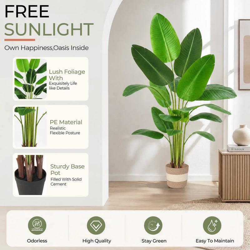 Bird of Paradise Artificial Plant 6 ft Tall Faux Banana Leaf Tree by HouseOfZazla