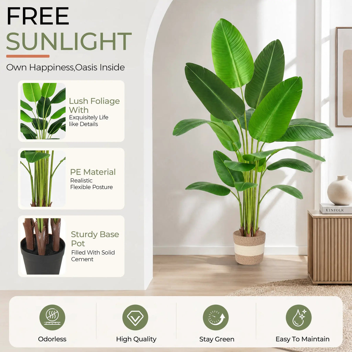 Bird of Paradise Artificial Plant - 6 Ft Tall Faux Banana Leaf Tree by HouseOfZazla