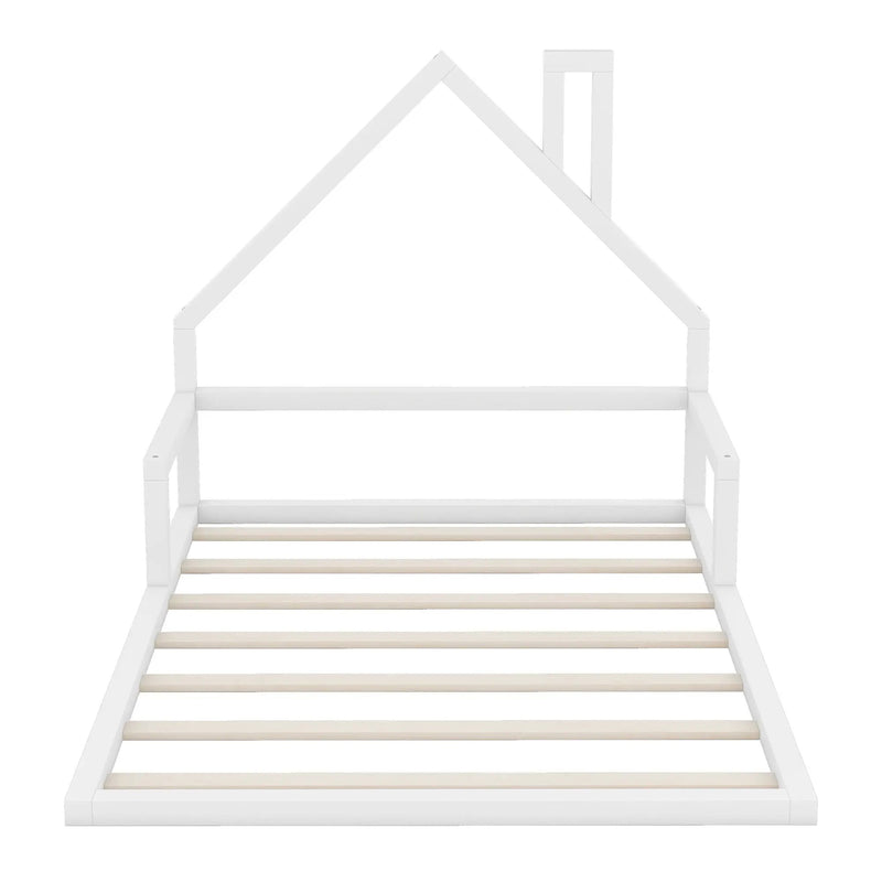 Elegant Floor Bed With House Shaped Headboard