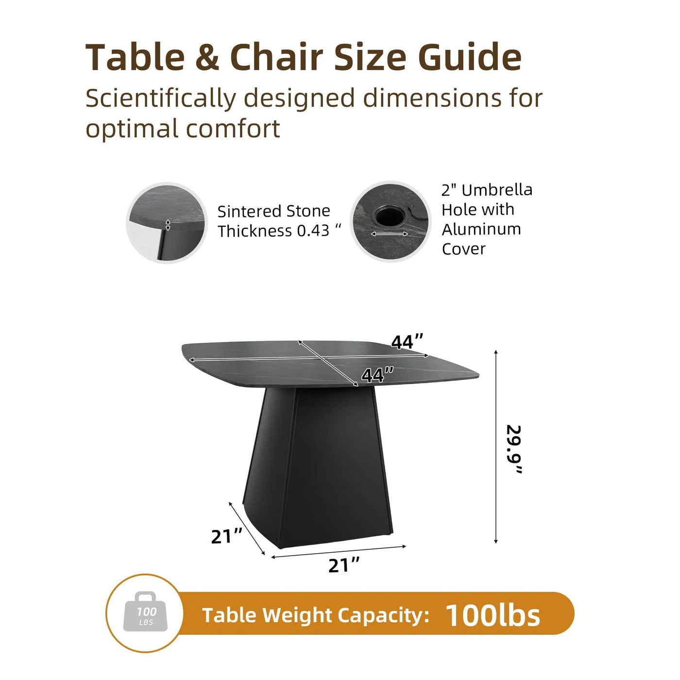 Rounded Square Outdoor Pedestal Dining Table by Unique Piece Furniture