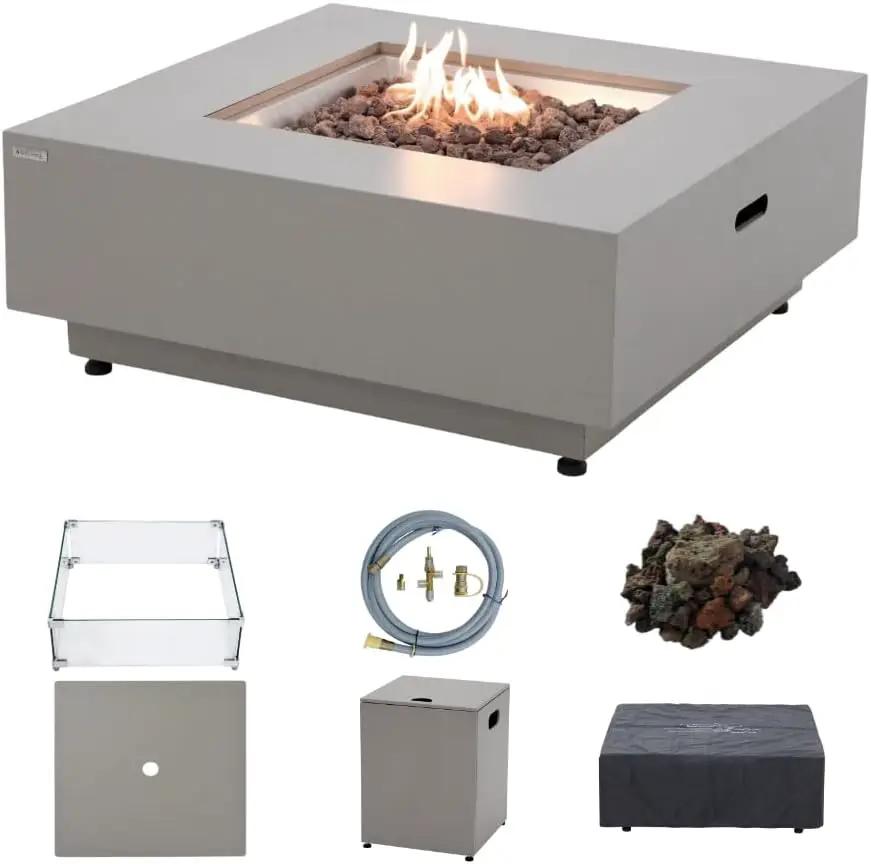 Ashton 36” Propane Fire Pit Smokeless Firepit Converts to Outdoor Gas Fire Pit for Outside Patio Firepit Table Includes Windscreen Rain & Tank Cover Lava Rocks Lid CSA Certified by GreenHaven Gardens