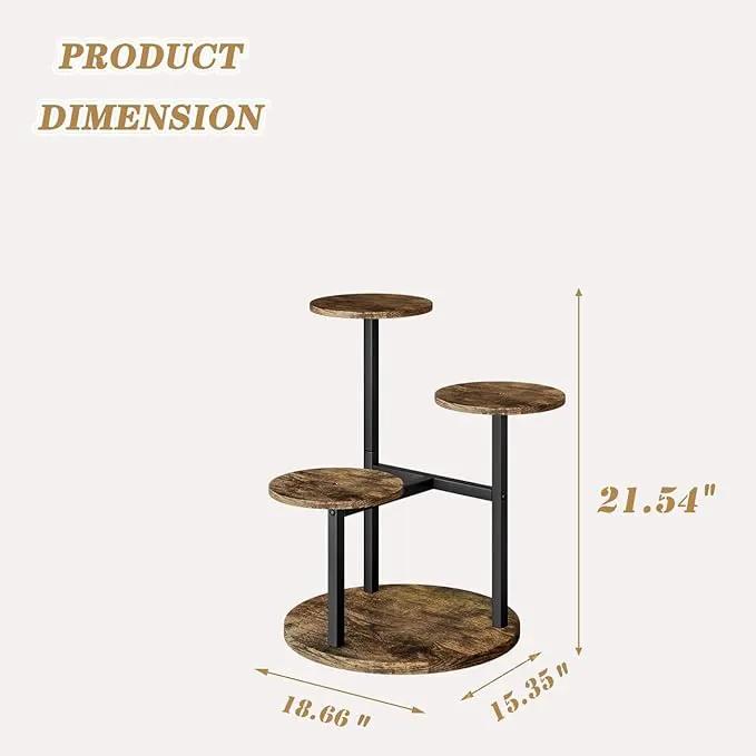 Plant Stand Indoor 4 Tier 5 Potted Multiple Flower Pot Holder for Patio Garden Balcony Living Room Corner (4 Tier Black+Rustic Brown) by GreenHaven Gardens