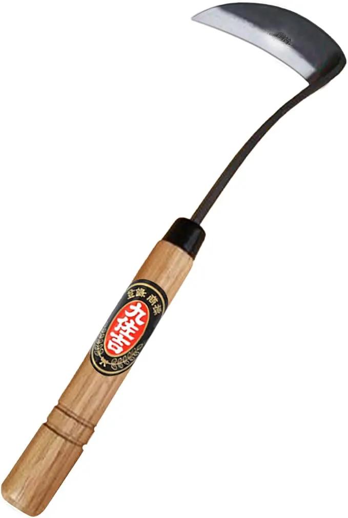 Kana Hoe 217 Japanese Garden Tool - Hand Hoe/Sickle is Perfect for Weeding and Cultivating,Solid Wood Handle for Gardening Tools by GreenHaven Gardens