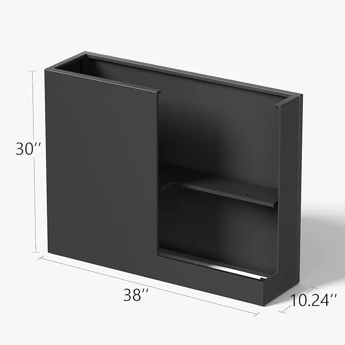 Stoog 38" Metal Tall Rectangular Planter - All-Weather Planter Box for Indoor/Outdoor Use, with Removable Insert Shelf, and Modern Design for Plants, Flowers, Garden, Black by GreenHaven Gardens