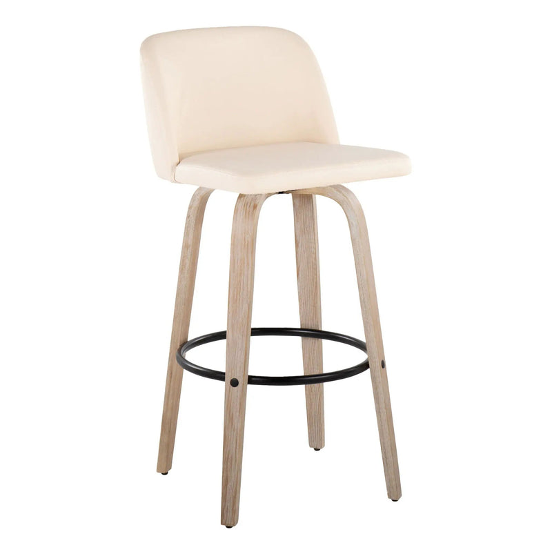Toriano - Mid-Century Modern Fixed Height BarStool With Round Footrest (Set of 2) by HouseOfZazla