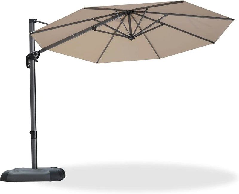 PURPLE LEAF 10 Feet Patio Umbrella Outdoor Cantilever Round Umbrella Aluminum Offset Umbrella with 360-degree Rotation for Garden Deck Pool Patio, Beige by GreenHaven Gardens