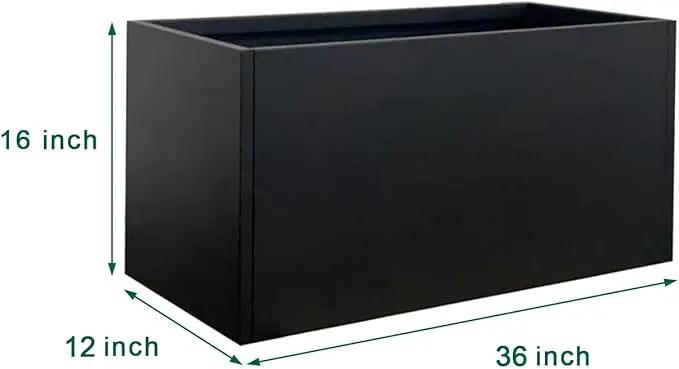 Black Planter Box Galvanized Steel Metal Planter Rectangular Indoor Large Outdoor Planters Steel Metallic Heavy Flower Pot 36In x 12In x 16In Commercial Residential for Patio, Deck, Backyard, Garden by GreenHaven Gardens