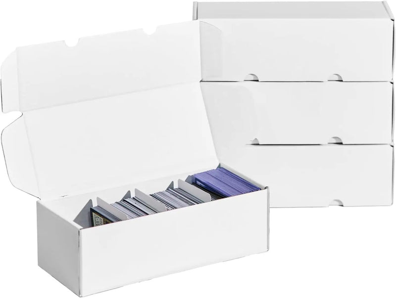 NUMINA 4 Pack 600 Card Storage Box Organizer for Trading Card Collection, Heavy Duty Sports Cardboard Box, Trading Gaming Cards Collection Box with Adjustable Dividers by GreenHaven Gardens