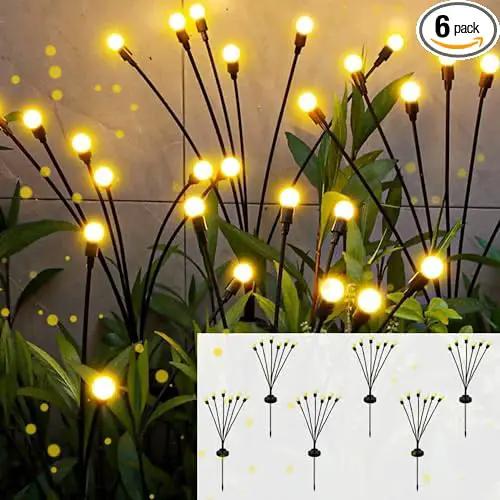 Solar Outdoor Lights, 6 Pack Firefly Solar Garden Lights for Outside, Garden Decorations by GreenHaven Gardens
