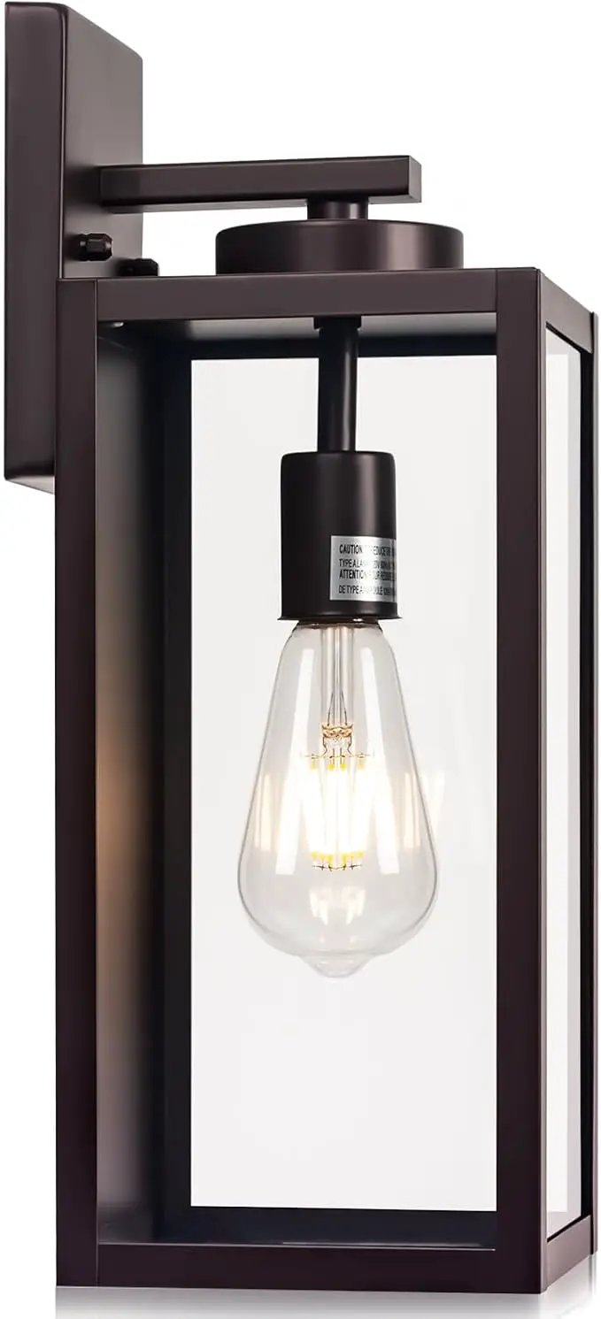 Oil-Rubbed Bronze Outdoor Wall Light Fixture, Large 16" ORB Exterior Wall Lantern, Farmhouse Porch Sconce Lighting, Modern Wall-Mounted Outside Lights for House, Garage, Patio Lamp by GreenHaven Gardens