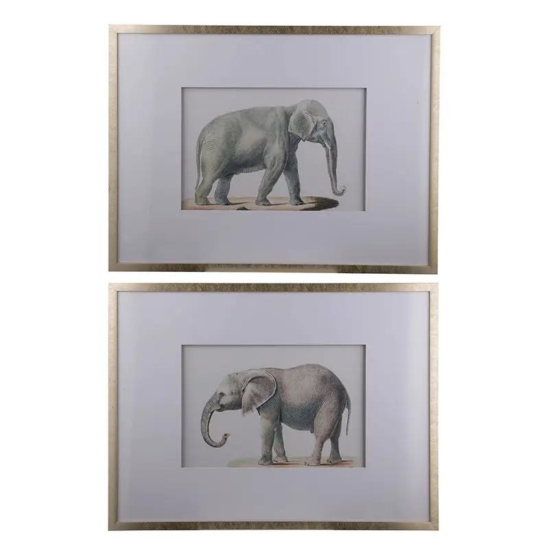 23.6x31.5" Fake Elephant Pencil Drawings, Set of 2 by HouseOfZazla