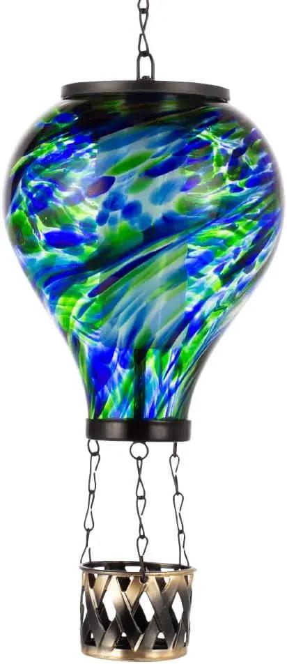 Starsoul Solar Hot Air Balloon Lantern with Flickering Flame Glass Hot Air Balloon Solar Light Waterproof Hanging Outdoor Lantern for Garden Yard Patio Decorations by GreenHaven Gardens