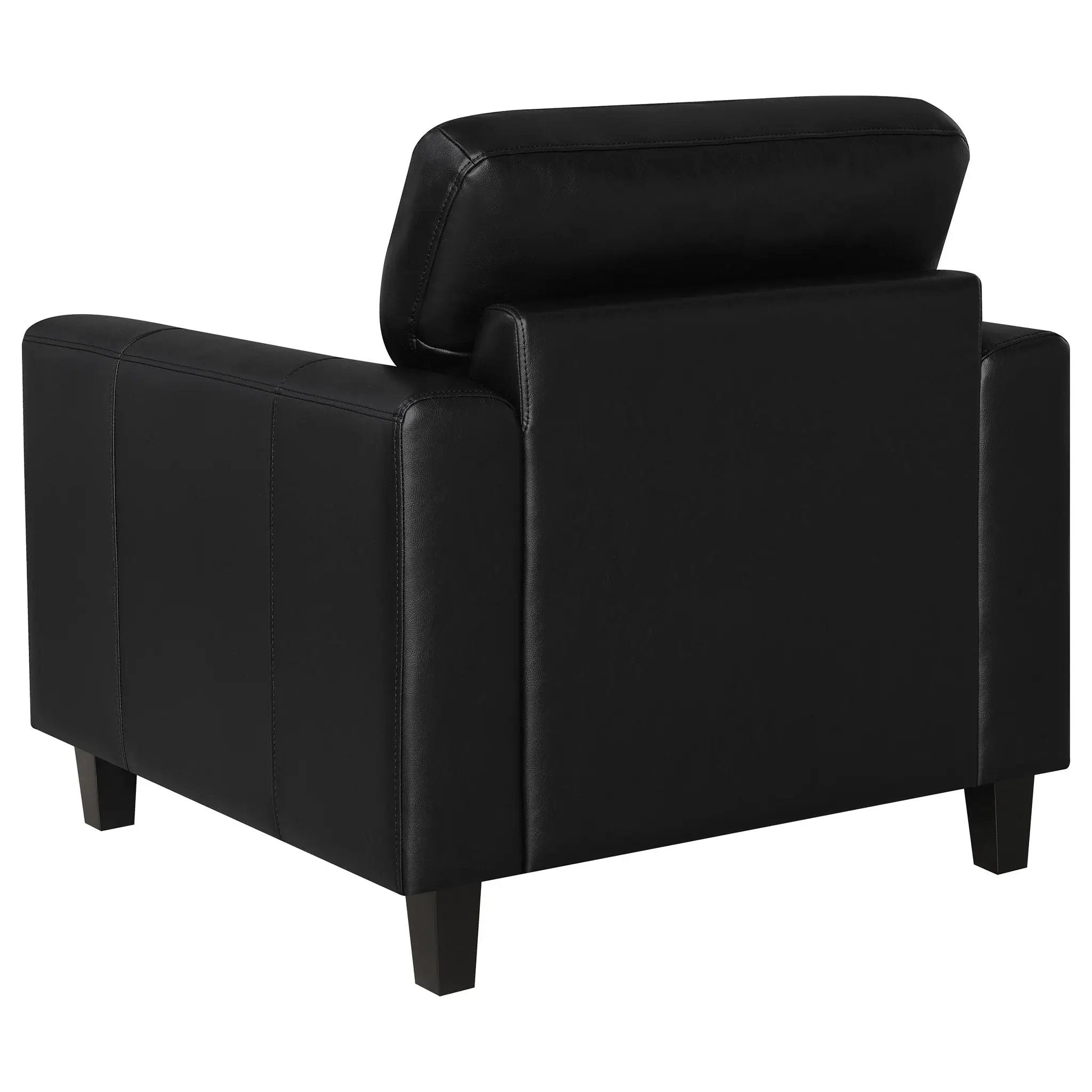 Scotland Faux Leather Upholstered Track Arm Chair Black by Unique Piece Furniture