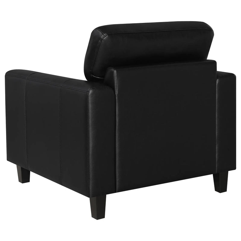 Scotland Faux Leather Upholstered Track Arm Chair Black by Unique Piece Furniture