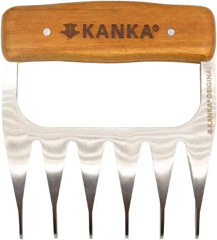 KANKA Grill Meat Shredder Claws - 5X Thicker Professional Stainless Steel BBQ Claws for Effortless Shredding and Cutting of Pulled Pork, Chicken, Turkey, Beef - Set of 2 with Durable Wood Handles by GreenHaven Gardens