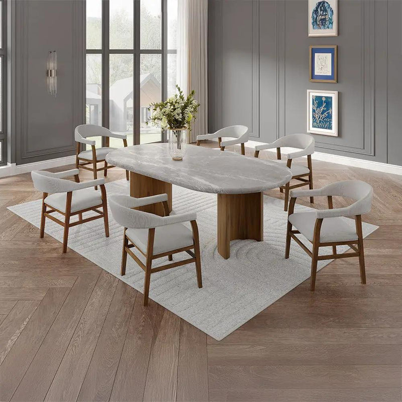 Darcy - Dining Table - Natural Marble Top & Dark Walnut by Unique Piece Furniture