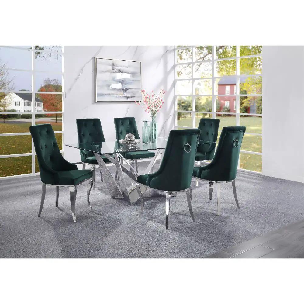 Dekel - Dining Table - Clear Glass Top & Stainless Steel by Unique Piece Furniture