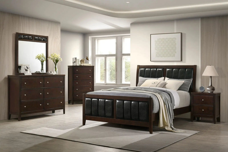 Carlton Wood California King Panel Bed Cappuccino by Unique Piece Furniture