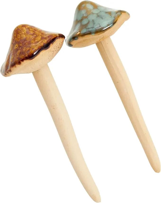 Juvale 4 Pack 5-inch Ceramic Mushroom Plant Garden Ornament and Decor - Outdoor Decoration Stakes for Planter Pots by GreenHaven Gardens