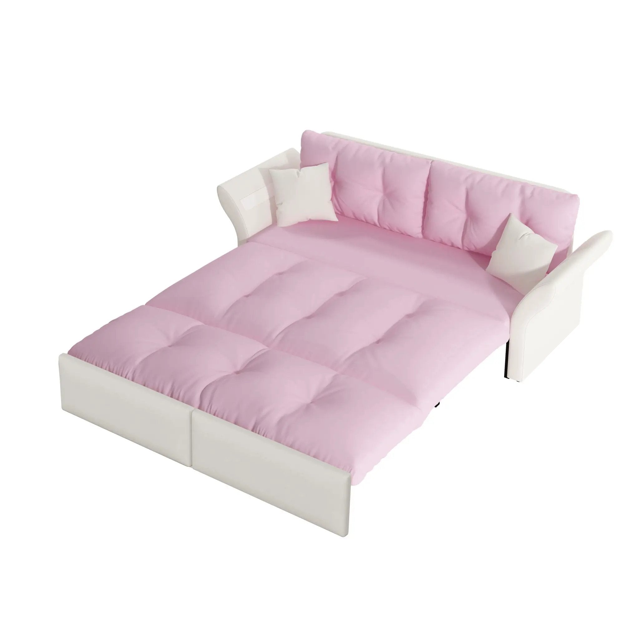 Queen Pull Out, 3 In 1 Convertible Sleeper Tufted Sofa & 2 Soft Pillows by HouseOfZazla