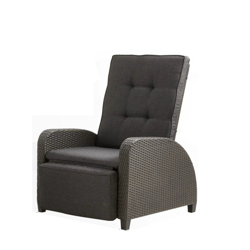 Adjustable Outdoor Lounge Chair, Plush Cushions & Extendable Footrest - Gray by HouseOfZazla