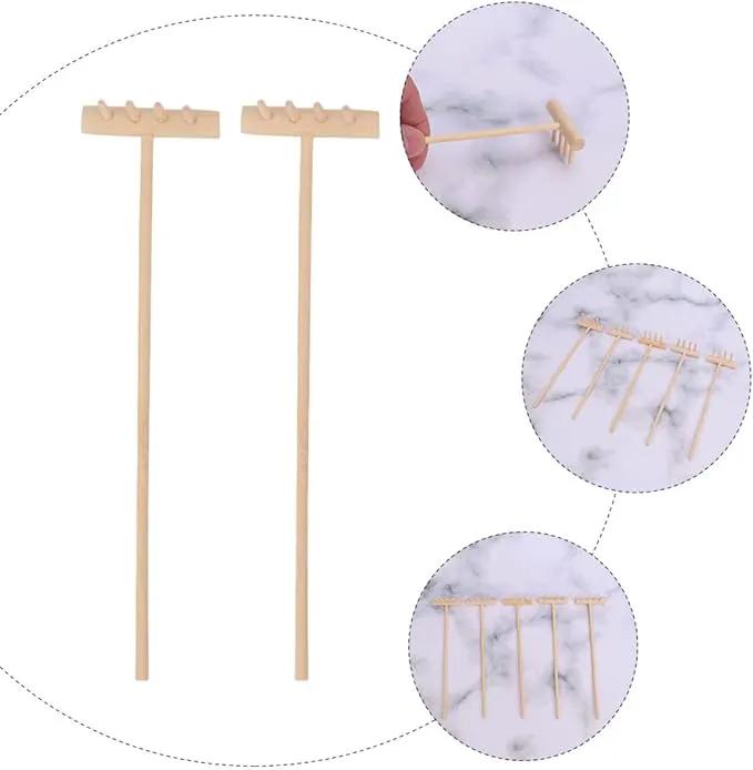 EXCEART 16 Pcs Mini Zen Garden Tool Set - Desktop Sand Rake, Miniature Dollhouse Rakes, Tabletop Wooden Toys, Garden Accessory - Juicy Bamboo Beech Child by GreenHaven Gardens