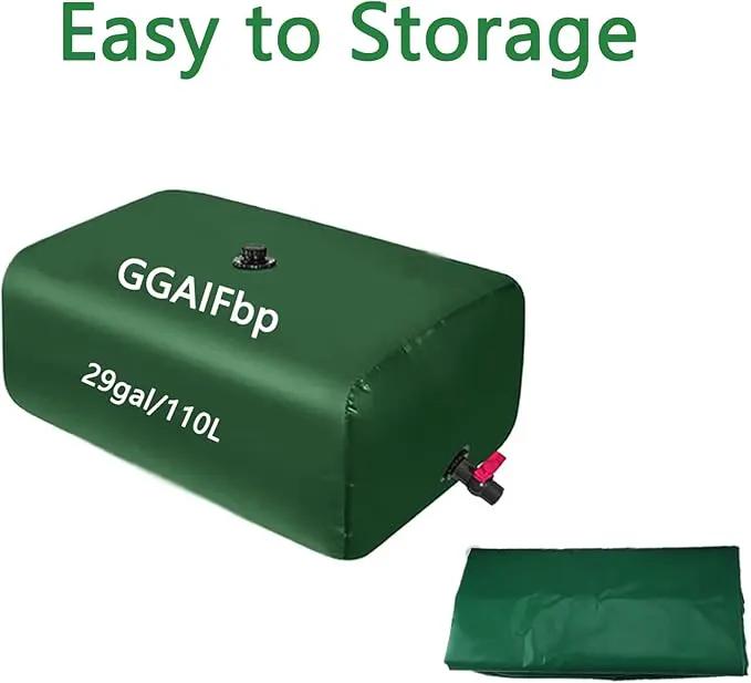 Water Storage Bladder 29Gal/110L Portable Large Capacity Water Storage Containers,Foldable Emergency Water Tank Water Bag W/Spigots and Overflow Kit for RVs, Fire Prevention, Irrigation
