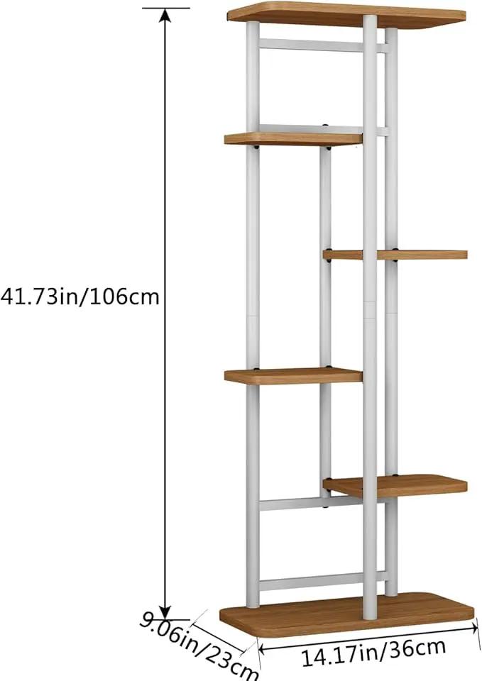 LINZINAR Plant Stand 6 Tier 7 Potted Multiple Flower Pot Holder Shelf Indoor Outdoor Planter Display Shelving for Patio Garden Corner Balcony Living Room (6 Tier-7 Potted, White) by GreenHaven Gardens