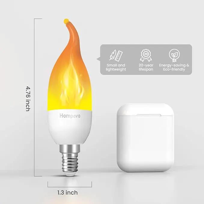 Hompavo 【Upgraded LED Flame Light Bulbs, 3 Modes Flickering Light Bulbs, E12 Chandelier Base Candle Fire Light Bulb for Halloween Christmas Party Porch Indoor & Outdoor Home Decoration - 8 Pack by GreenHaven Gardens