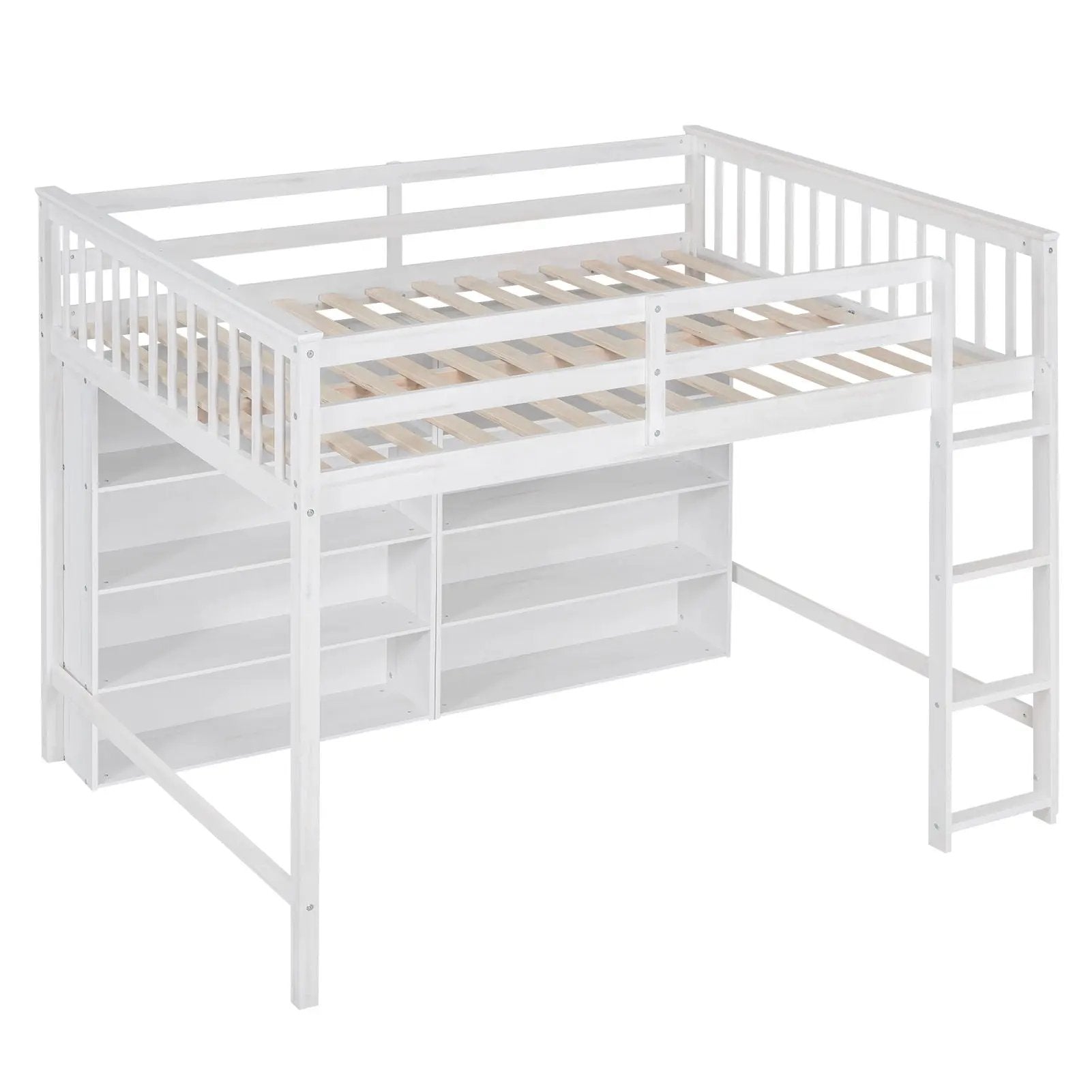 Loft Bed With 8 Open Storage Shelves And Built In Ladder by HouseOfZazla