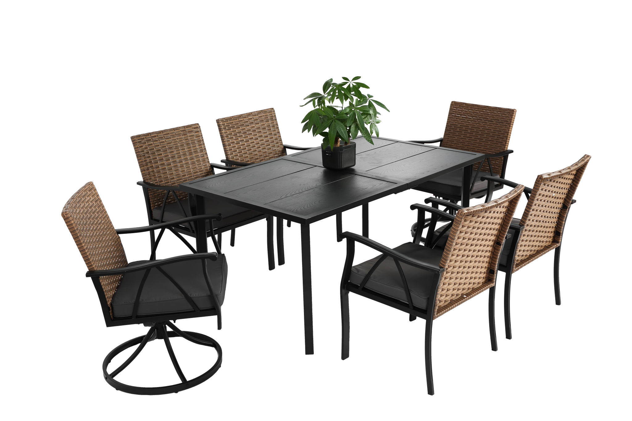 7 Piece Patio Dining Set with Outdoor Wicker Furniture by HouseOfZazla