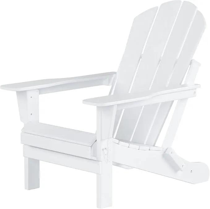 WO Home Furniture Adirondack Chairs Table Set of 3 PCS Outdoor Folding Chairs Coffee Table Weather/UV Resistant for Lawn, Garden, Bon Fire, Balcony (White) by GreenHaven Gardens