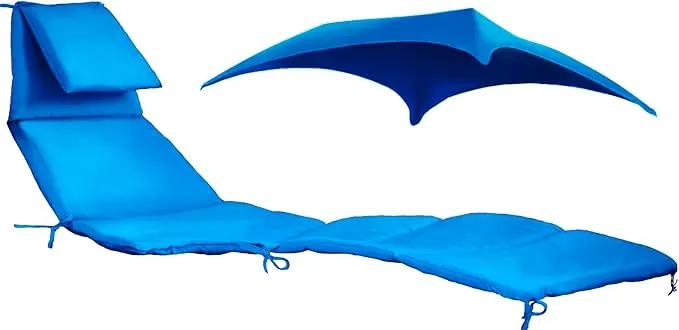 Weatherproof Replacement Cushion Pad and Umbrella for Hanging Lounge Chair Outdoor Chaise Hanging Hammock Chair - Long-Lasting, Fade-Resistant, Quick-Dry, Outdoor Lounge Replacement Set (Blue) by GreenHaven Gardens