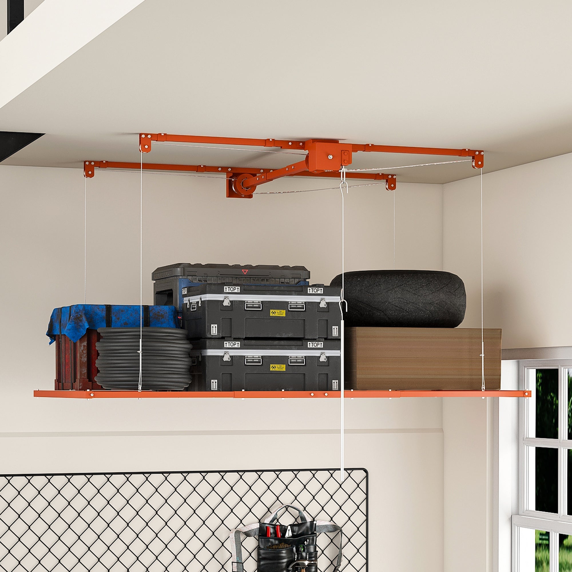 Orange Overhead Garage Storage Rack 3x6 FT by HouseOfZazla