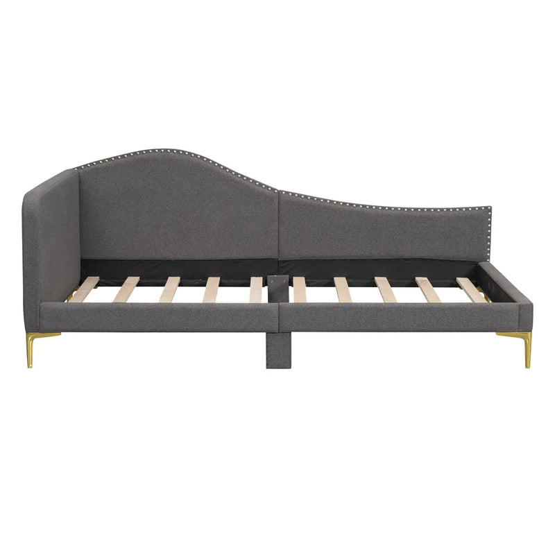 Upholstered Daybed With Headboard And Armrest, Support Legs by Unique Piece Furniture
