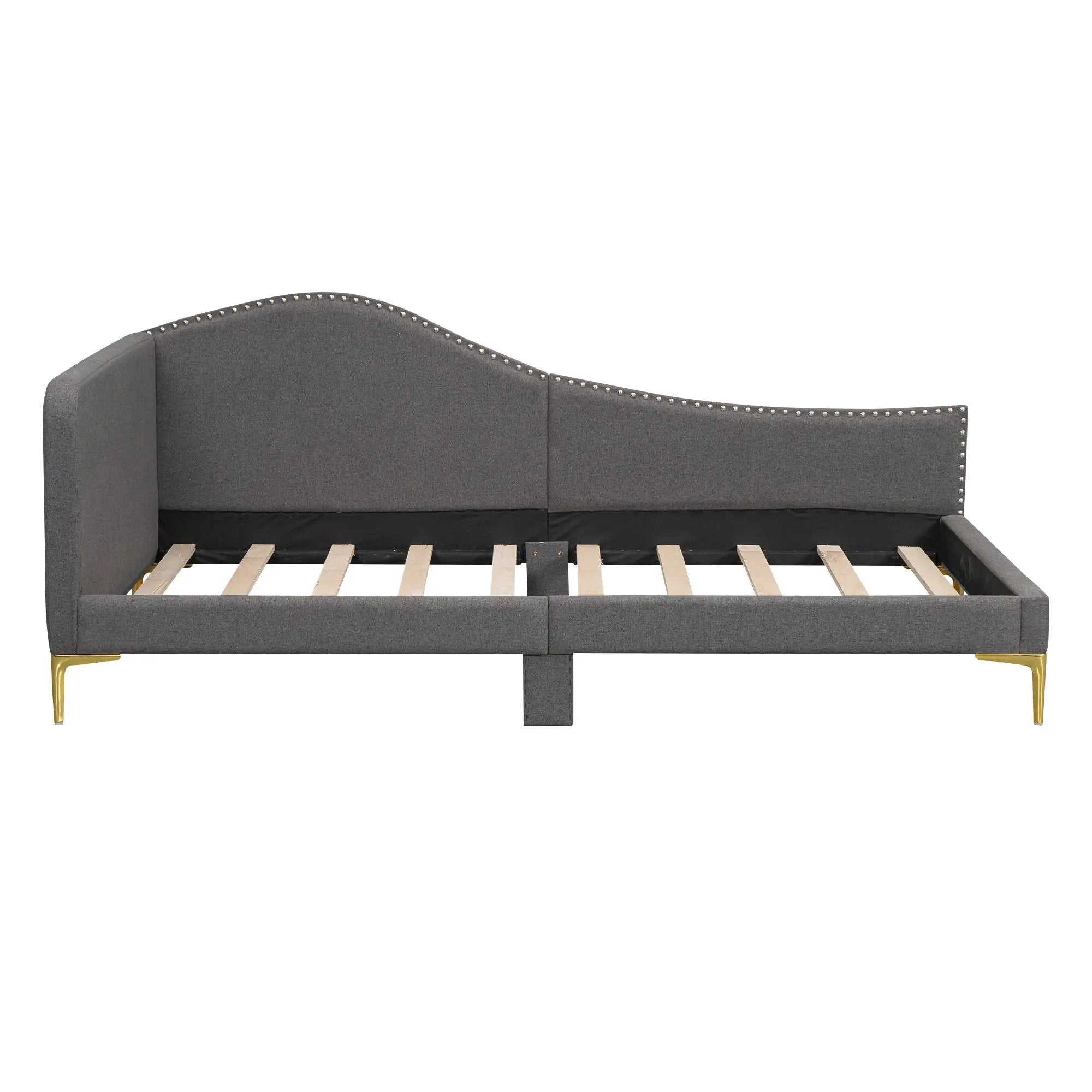 Upholstered Daybed With Headboard And Armrest, Support Legs by HouseOfZazla