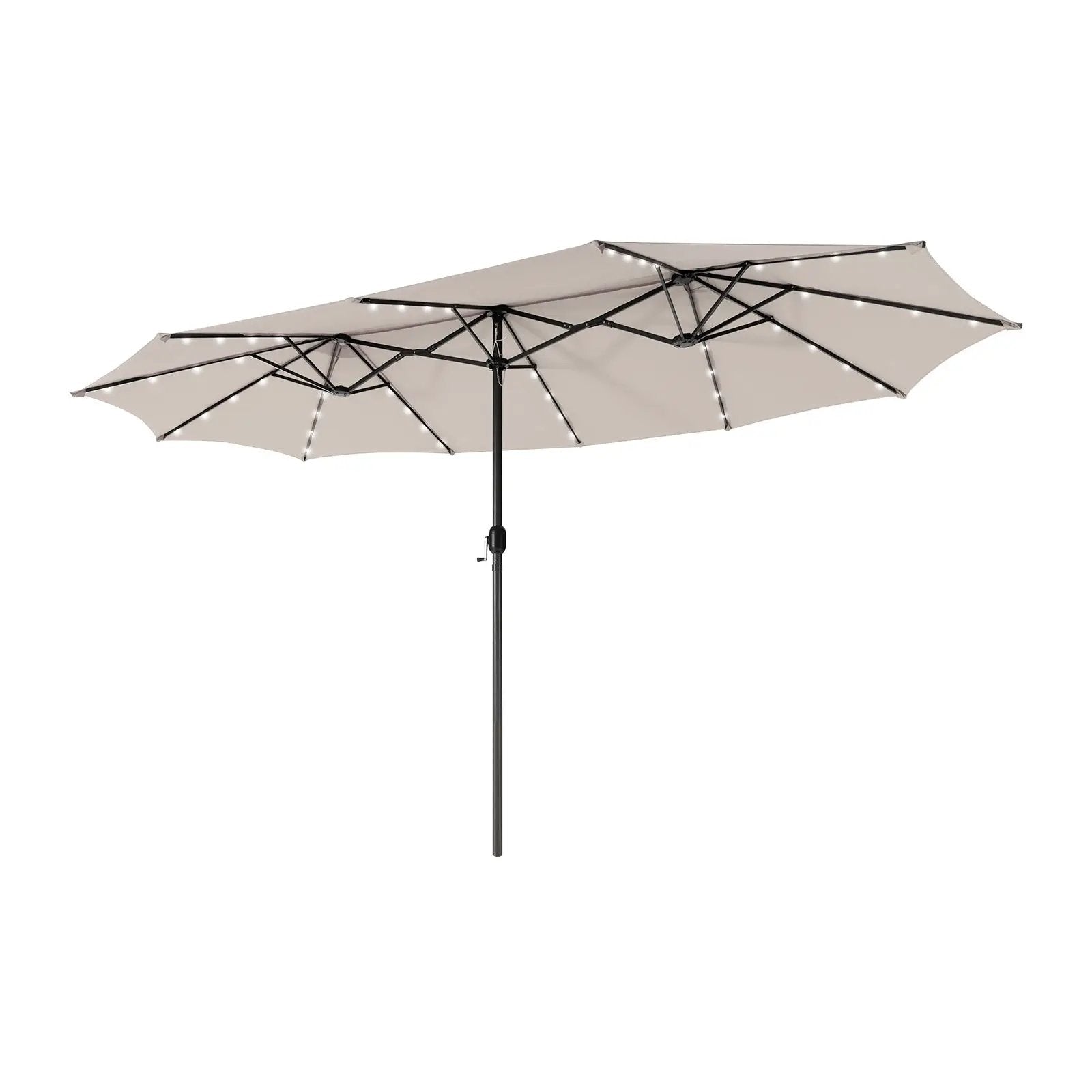 15 Feet Twin Patio Umbrella with 48 Solar LED Lights by DirectDeals