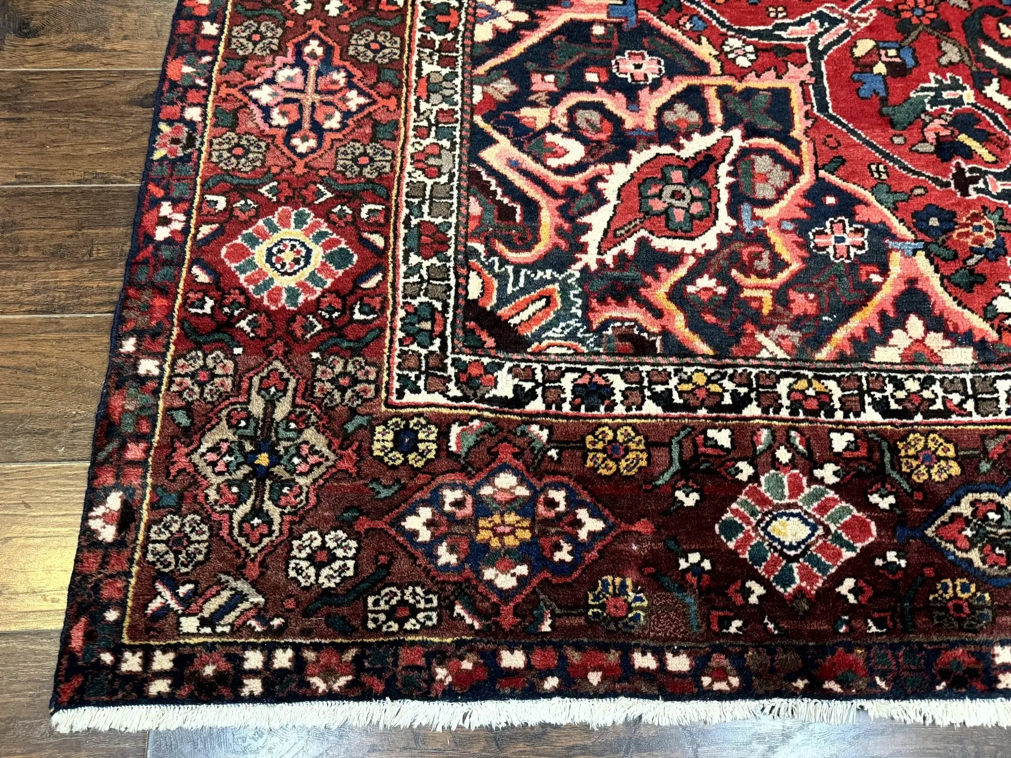 Rare Persian Bakhtiari Rug 10x13, Red, Semi Antique, Large Persian Carpet, Handmade by Jewel Rugs